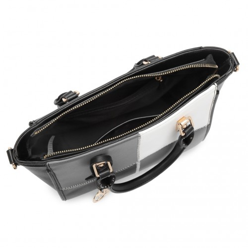 Miss Lulu Multi-Color Combination Handbag Tote Bag - Black | Stylish & Versatile
