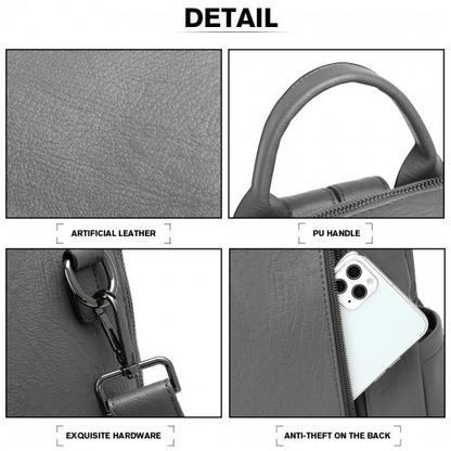 Miss Lulu Large Leather Look Backpack - Grey | Stylish & Spacious