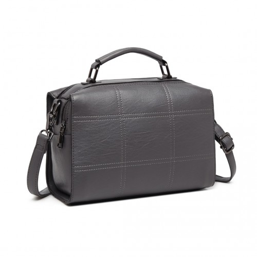 Miss Lulu Multi-Compartment Cross-Body Handbag - Grey | Stylish & Versatile