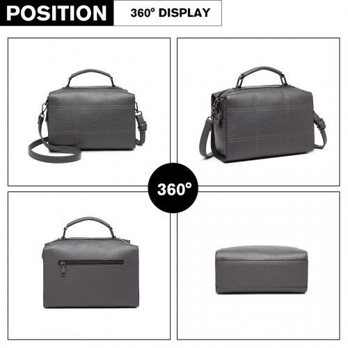 Miss Lulu Multi-Compartment Cross-Body Handbag - Grey | Stylish & Versatile