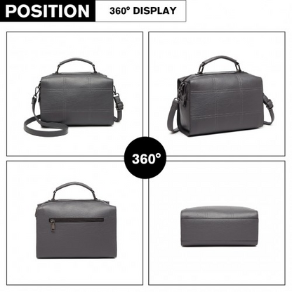 Miss Lulu Multi-Compartment Cross-Body Handbag - Grey | Stylish & Versatile