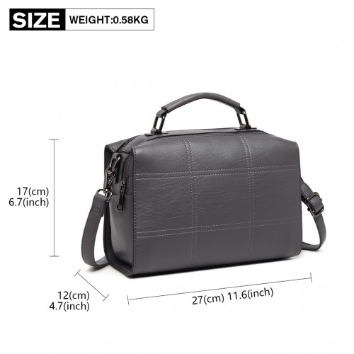 Miss Lulu Multi-Compartment Cross-Body Handbag - Grey | Stylish & Versatile