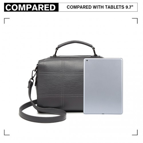 Miss Lulu Multi-Compartment Cross-Body Handbag - Grey | Stylish & Versatile