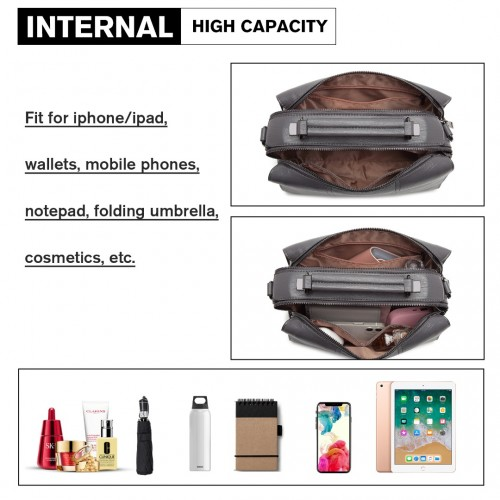 Miss Lulu Multi-Compartment Cross-Body Handbag - Grey | Stylish & Versatile