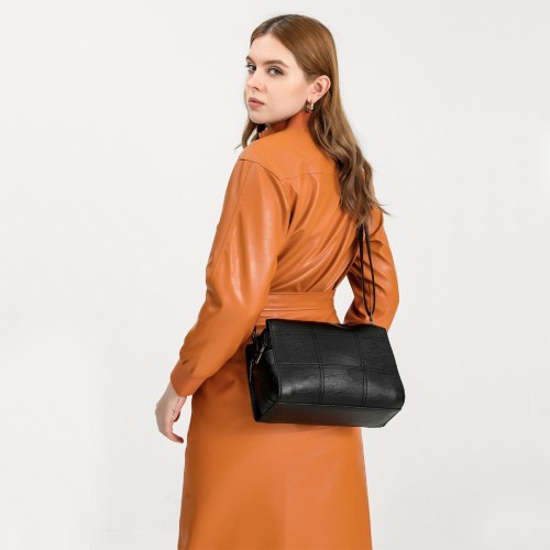 Miss Lulu Multi-Compartment Cross-Body Handbag - Grey | Stylish & Versatile