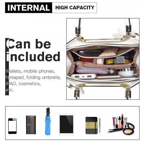 Miss Lulu PU Leather Rose Hanging Ornament Handbag - White | Stylish & Versatile Women's Handbag