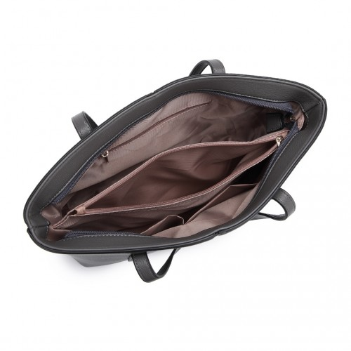 Miss Lulu Leather Look Simple Casual Tote Bag - Grey | Large-Capacity, Stylish & Versatile