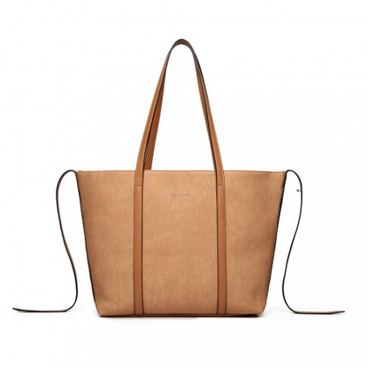 Miss Lulu Leather Look Two Way Tote Shoulder Bag - Khaki | LG1922