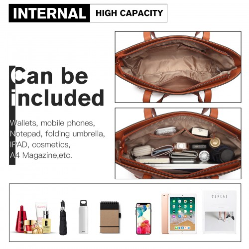 Miss Lulu 4 Piece Brown Handbag Set - Stylish and Versatile Bags for Every Occasion