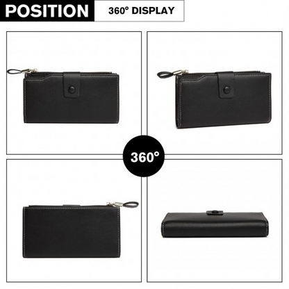 Miss Lulu RFID-Blocking Sleek Clutch Purse - Black | Stylish & Secure Women's Wallet