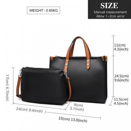 Miss Lulu Structured 2 Piece Shoulder Bag Set - Elegant & Versatile Women's Handbag