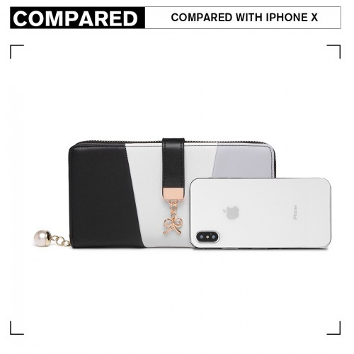 Miss Lulu Tri Colour Women's Leather Look Purse - Black | Stylish & Spacious Wallet with Multiple Card Slots