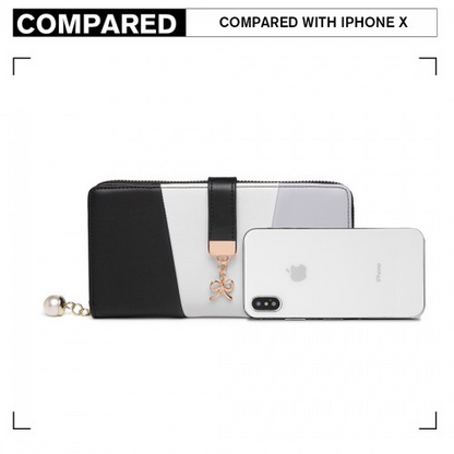 Miss Lulu Tri Colour Women's Leather Look Purse - Black | Stylish & Spacious Wallet with Multiple Card Slots