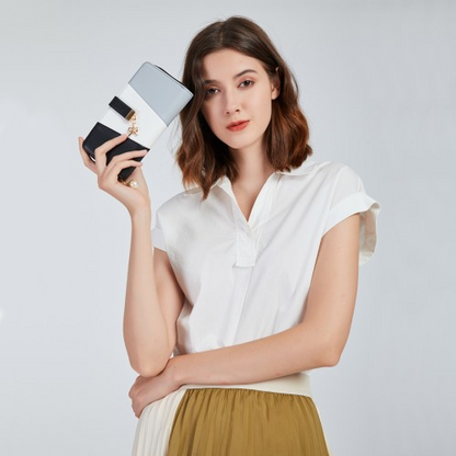 Miss Lulu Tri Colour Women's Leather Look Purse - Black | Stylish & Spacious Wallet with Multiple Card Slots