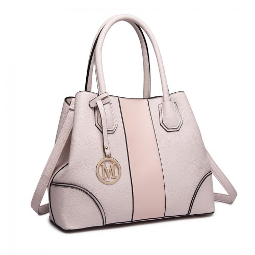 Miss Lulu Structured Panelled Shoulder Bag - Pink | Elegant & Versatile