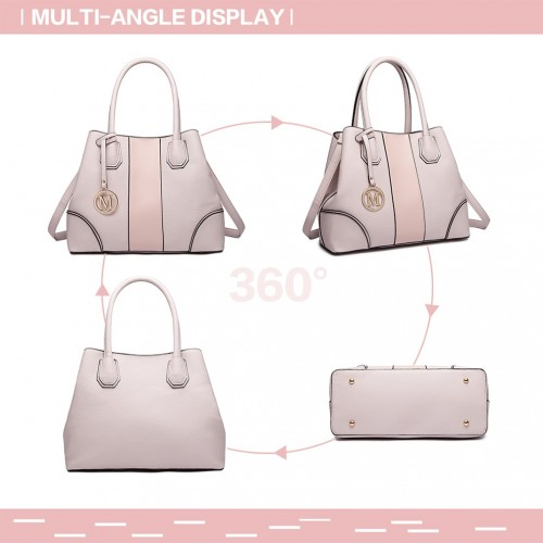 Miss Lulu Structured Panelled Shoulder Bag - Pink | Elegant & Versatile