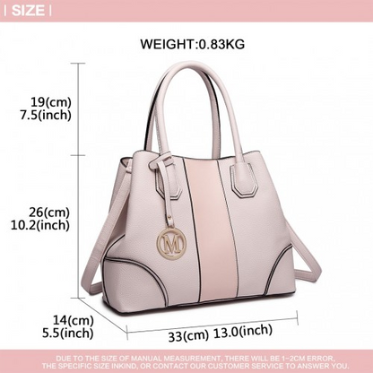 Miss Lulu Structured Panelled Shoulder Bag - Pink | Elegant & Versatile