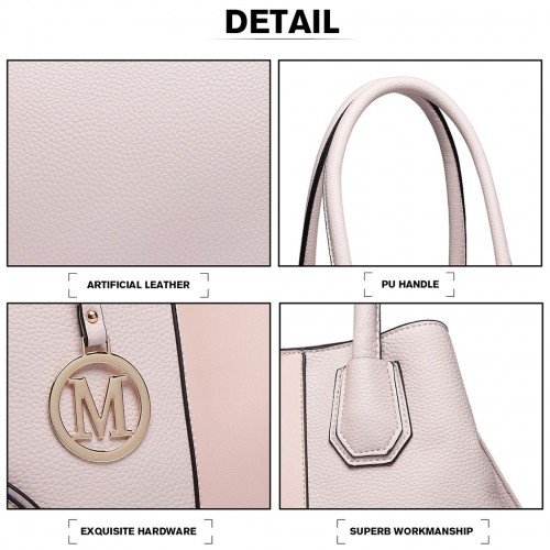 Miss Lulu Structured Panelled Shoulder Bag - Pink | Elegant & Versatile