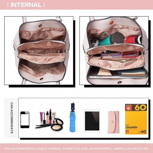 Miss Lulu Structured Panelled Shoulder Bag - Pink | Elegant & Versatile