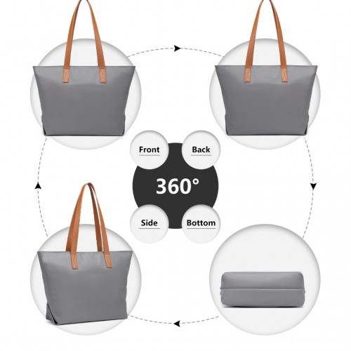 Miss Lulu Casual Waterproof Shopping Tote Bag - Grey | Stylish & Functional Handbag