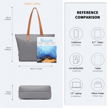 Miss Lulu Casual Waterproof Shopping Tote Bag - Grey | Stylish & Functional Handbag