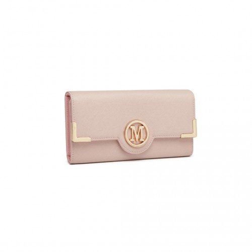 Miss Lulu Leather Look Classic Long Purse - Pink | Stylish & Functional Women's Wallet
