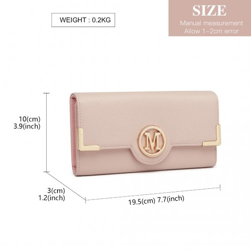 Miss Lulu Leather Look Classic Long Purse - Pink | Stylish & Functional Women's Wallet