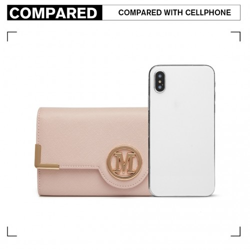 Miss Lulu Leather Look Classic Long Purse - Pink | Stylish & Functional Women's Wallet