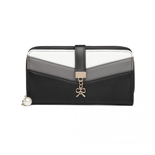 Miss Lulu Mixed Colour Women's Leather Look Clutch Purse - Black