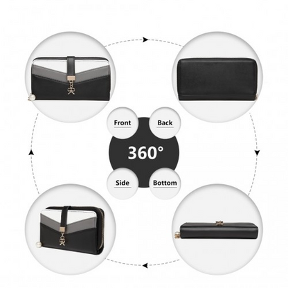 Miss Lulu Mixed Colour Women's Leather Look Clutch Purse - Black