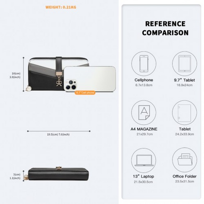 Miss Lulu Mixed Colour Women's Leather Look Clutch Purse - Black