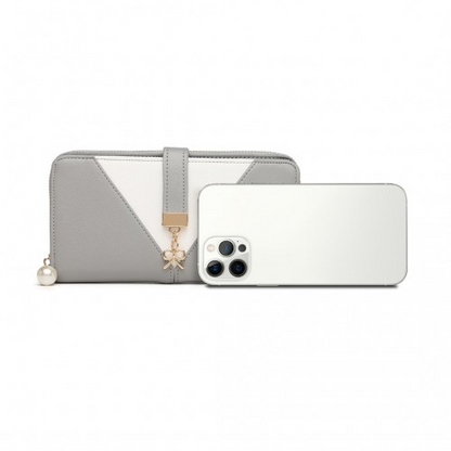 Miss Lulu Two Tone Women's Leather Look Clutch Purse - Grey