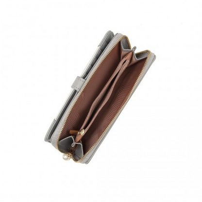 Miss Lulu Two Tone Women's Leather Look Clutch Purse - Grey