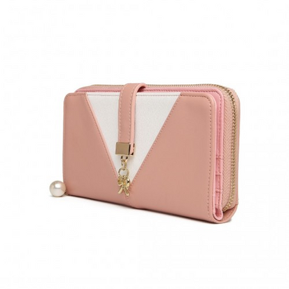 Miss Lulu Two Tone Women's Leather Look Clutch Purse - Pink