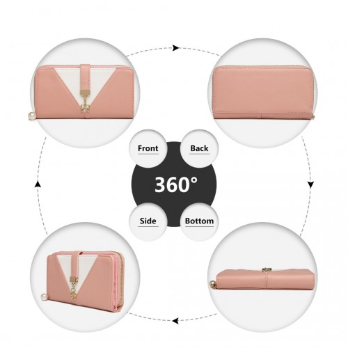 Miss Lulu Two Tone Women's Leather Look Clutch Purse - Pink