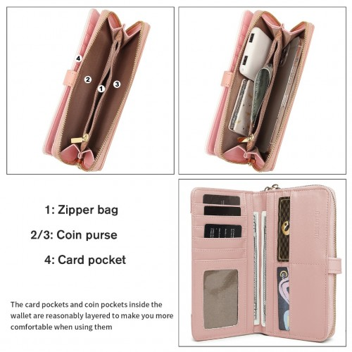 Miss Lulu Two Tone Women's Leather Look Clutch Purse - Pink