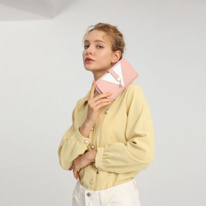 Miss Lulu Two Tone Women's Leather Look Clutch Purse - Pink