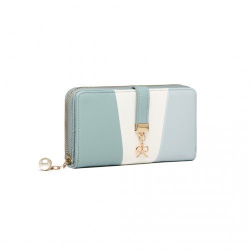 Miss Lulu Tri Colour Women's Leather Look Purse - Light Blue | Elegant & Practical | Large Capacity Wallet