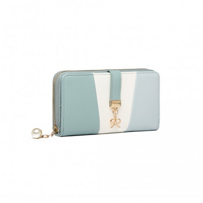 Miss Lulu Tri Colour Women's Leather Look Purse - Light Blue | Elegant & Practical | Large Capacity Wallet