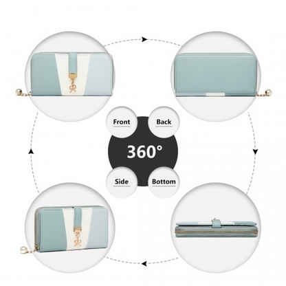 Miss Lulu Tri Colour Women's Leather Look Purse - Light Blue | Elegant & Practical | Large Capacity Wallet