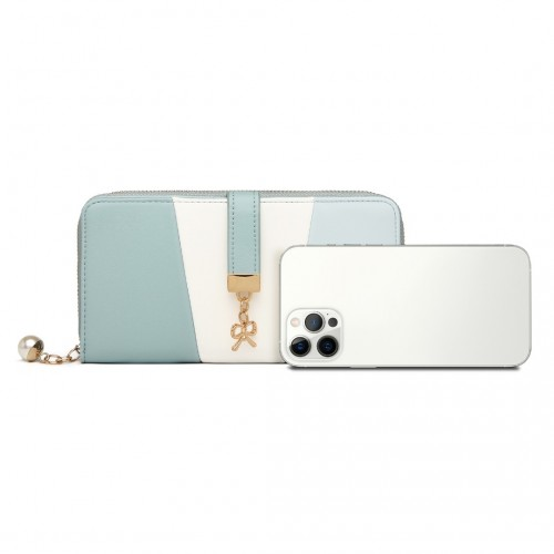 Miss Lulu Tri Colour Women's Leather Look Purse - Light Blue | Elegant & Practical | Large Capacity Wallet