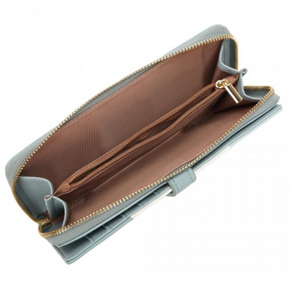 Miss Lulu Tri Colour Women's Leather Look Purse - Light Blue | Elegant & Practical | Large Capacity Wallet