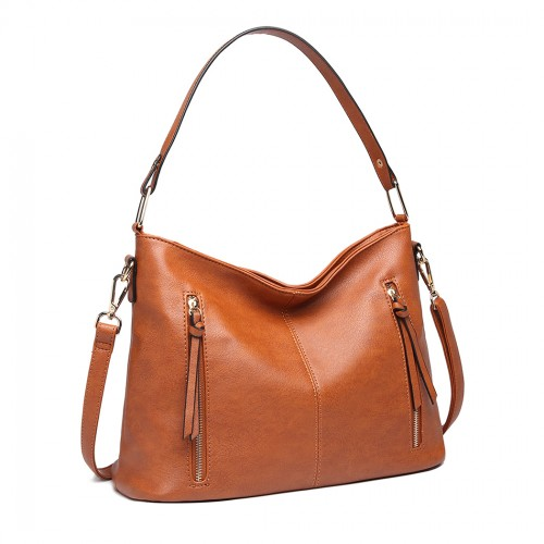 Miss Lulu Classic Style Slouch Shoulder Bag in Brown - LT1941