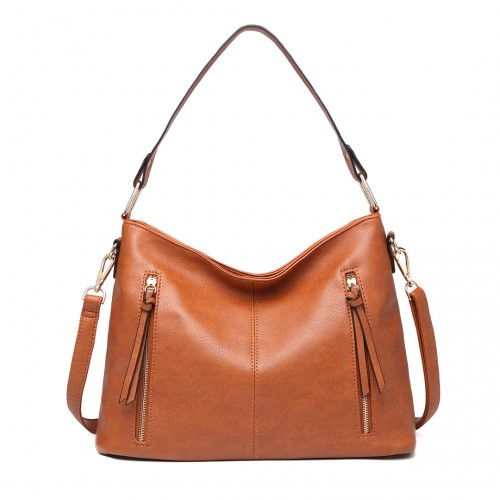 Miss Lulu Classic Style Slouch Shoulder Bag in Brown - LT1941