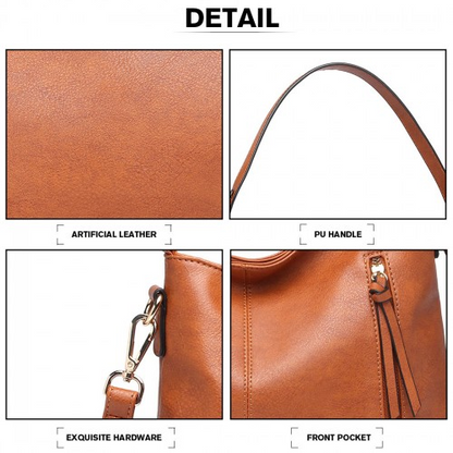 Miss Lulu Classic Style Slouch Shoulder Bag in Brown - LT1941