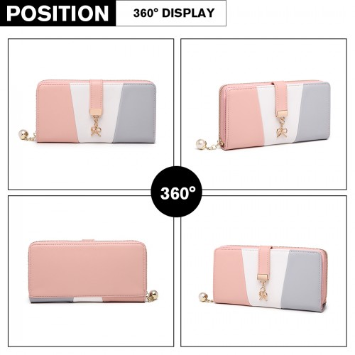 Miss Lulu Tri Colour Women's Leather Look Purse - Grey | Stylish & Practical Design