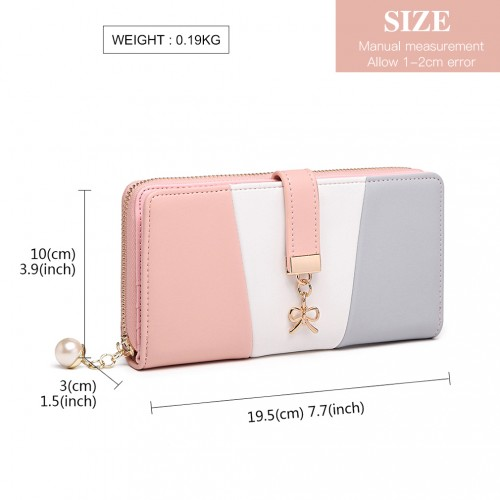 Miss Lulu Tri Colour Women's Leather Look Purse - Grey | Stylish & Practical Design