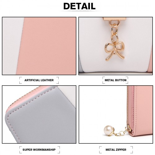 Miss Lulu Tri Colour Women's Leather Look Purse - Grey | Stylish & Practical Design