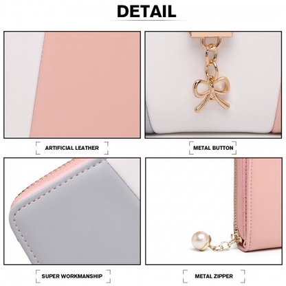 Miss Lulu Tri Colour Women's Leather Look Purse - Grey | Stylish & Practical Design