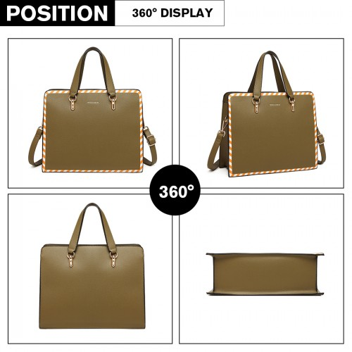 Miss Lulu Stripe Design Shoulder Bag in Green - Stylish & Versatile Handbag